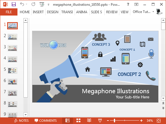 Megaphone illustrations for PowerPoint