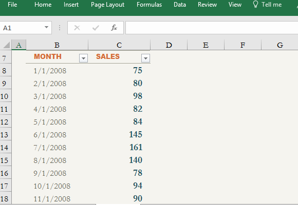 Seasonality Chart Excel