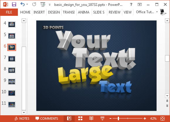 3D text presentation template for PowerPoint