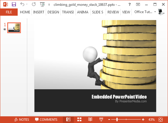Climbing gold stack video animation for PowerPoint