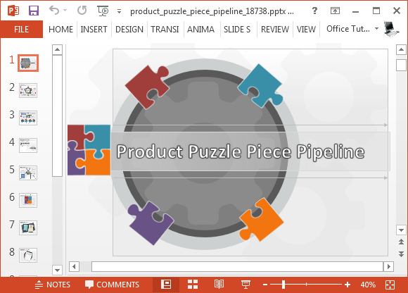 Product puzzle piece pipeline template for PowerPoint