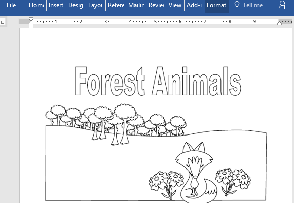 Forest Animals Educational Coloring Book For Word