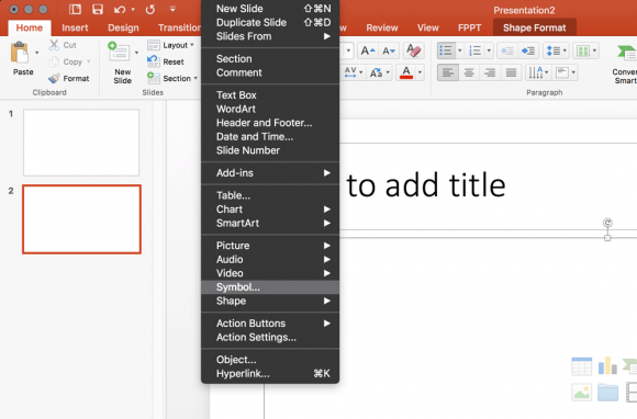 search symbols in powerpoint for mac