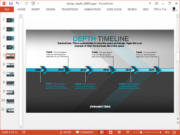 Animated timeline slide with smooth graphics