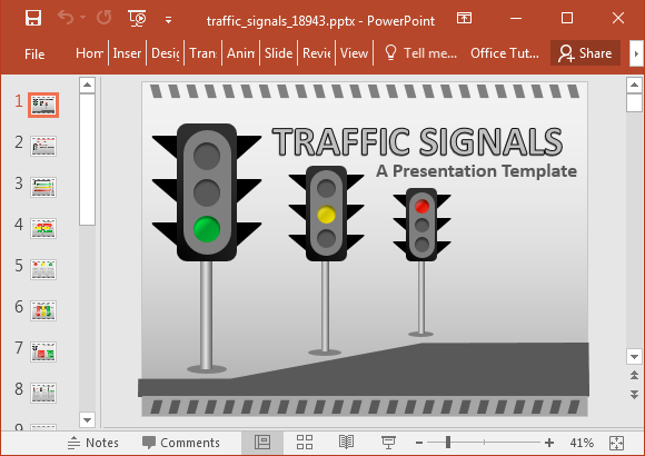 Animated traffic signals PowerPoint template