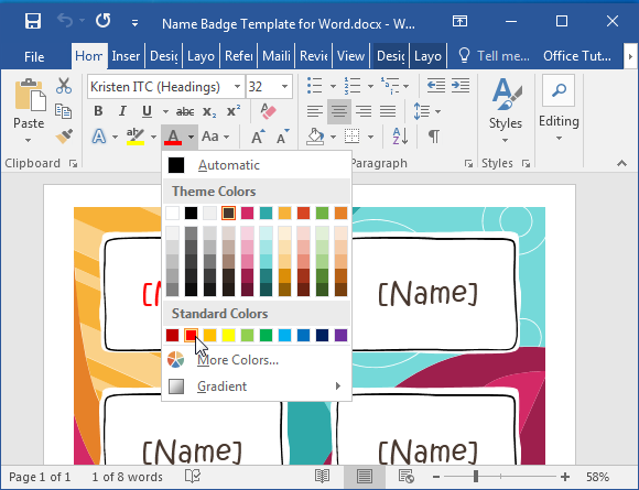 microsoft word badge template