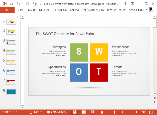 Flat design SWOT PowerPoint template
