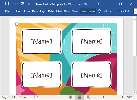 Free name badge template for Word