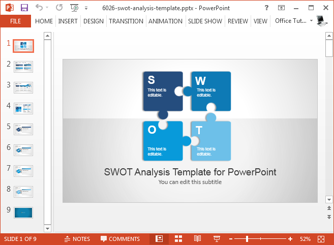 Premium SWOT analysis PowerPoint template