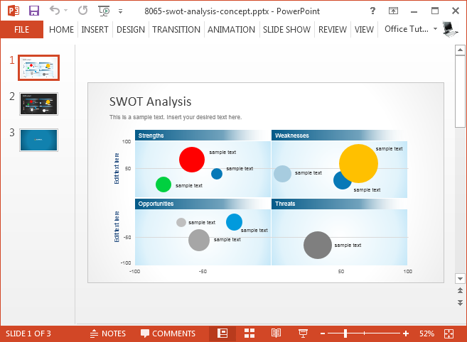 SWOT analysis concept slides for PowerPoint
