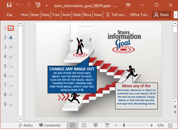 Stairs information goal PowerPoint template
