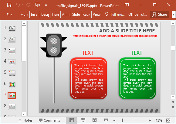 Traffic signal slide design