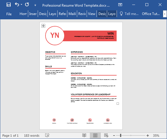 Polished Resume Template For Word