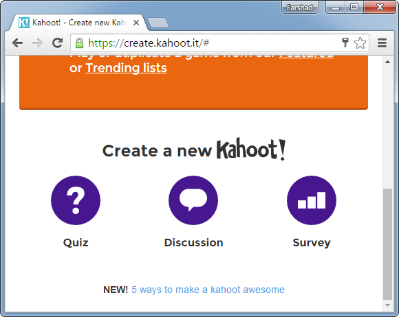 Kahoot Create Game