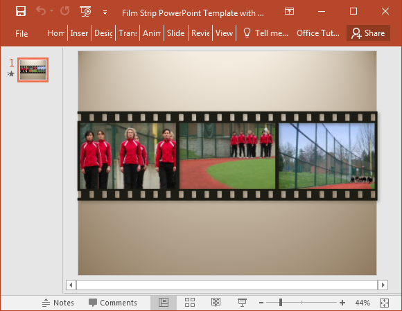 Film strip PowerPoint template with sample video