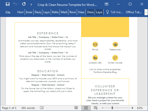 microsoft word 2016 resume templates