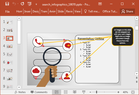 Search infographics presentation template for PowerPoint - FPPT