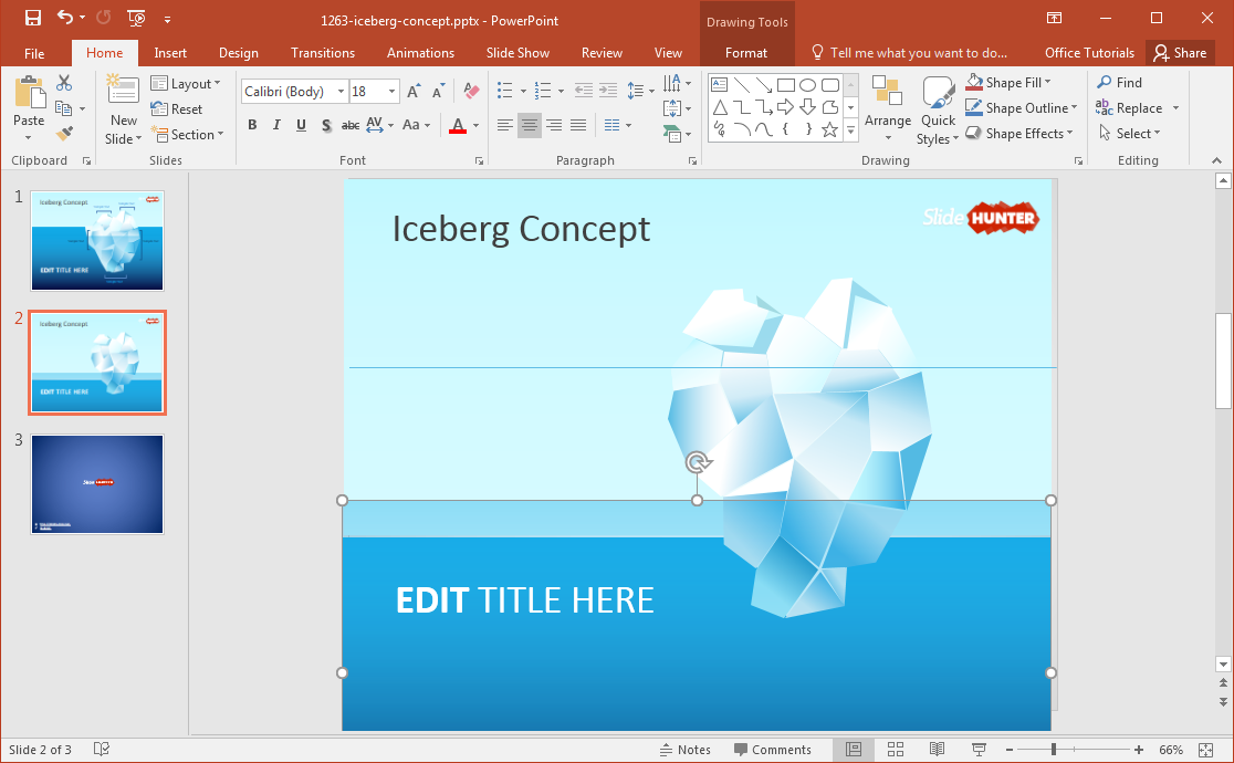 Change Water Level in an Iceberg Template design with Illustrations
