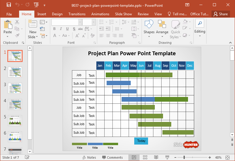 Free Project Plan PowerPoint Template by SlideHunter