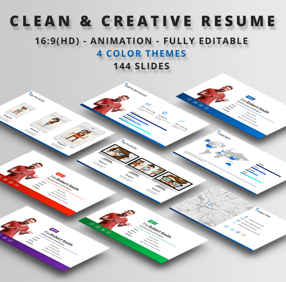 Clean & Creative Resume template slide design for PowerPoint