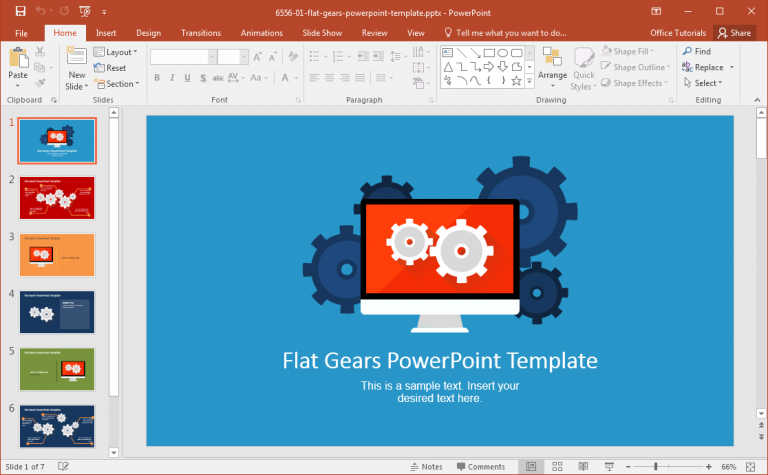 Modern Flat Gears PowerPoint Template