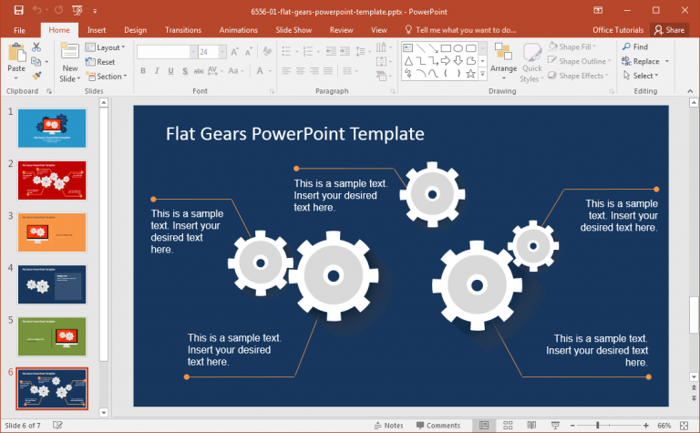 Modern Flat Gears PowerPoint Template