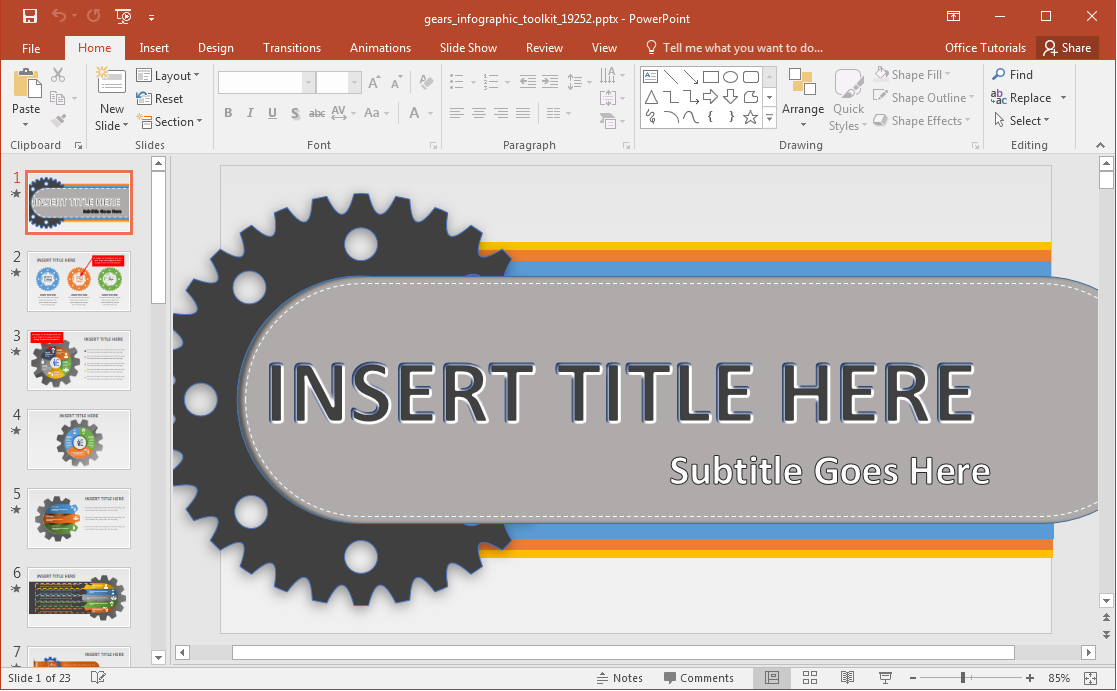 Animated Gears Infographic PowerPoint Template