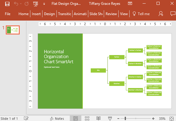 Flat design organization chart for PowerPoint