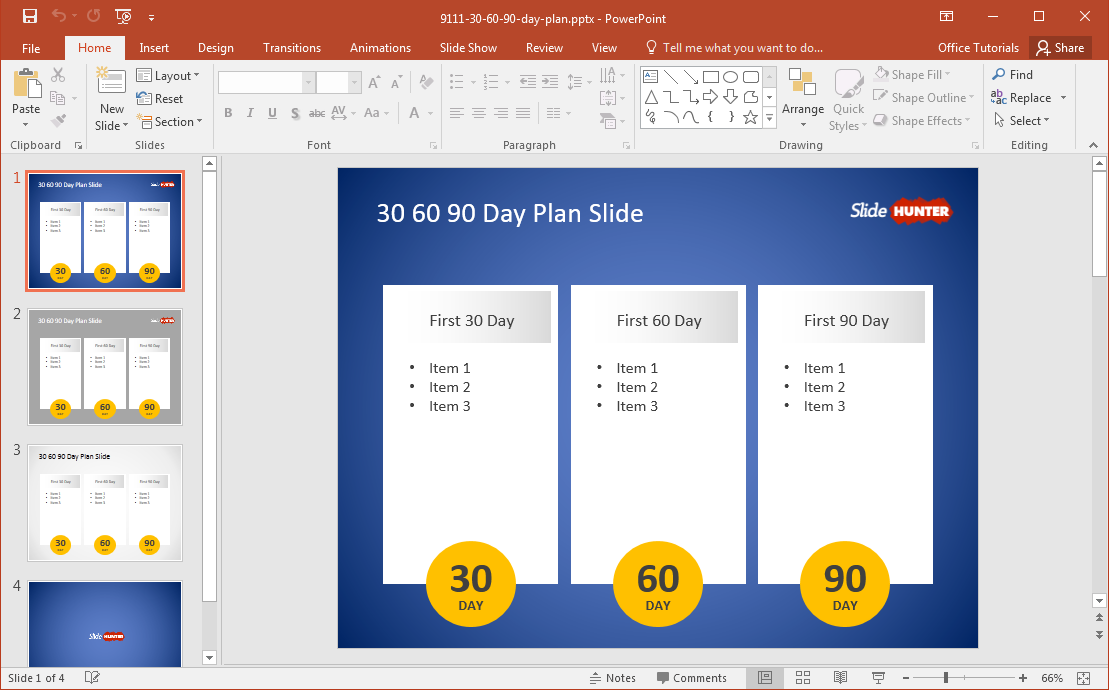 Free 30 60 90 Day Plan PowerPoint Template