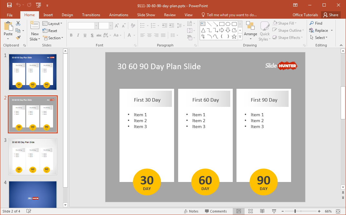 90 Day Plan template for PowerPoint