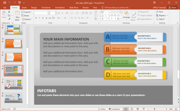 Create Animated Infographics With Info Tabs PowerPoint Template