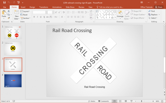 Free Railroad Crossing Sign PowerPoint Template