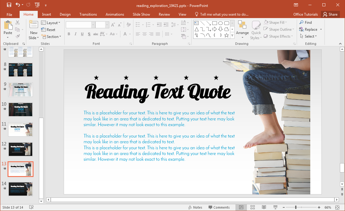 reading-powerpoint-template-with-book-stack-illustrations