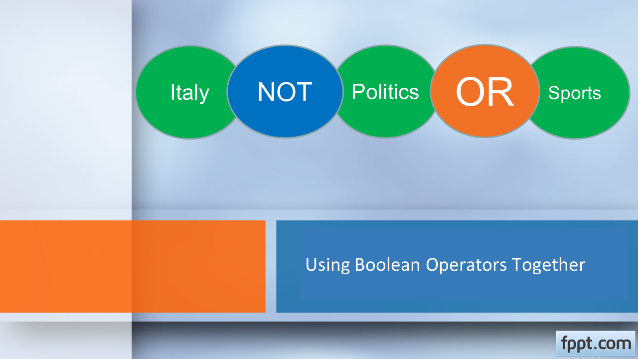 Example of boolean operator in a PowerPoint presentation, combining more than one boolean operator