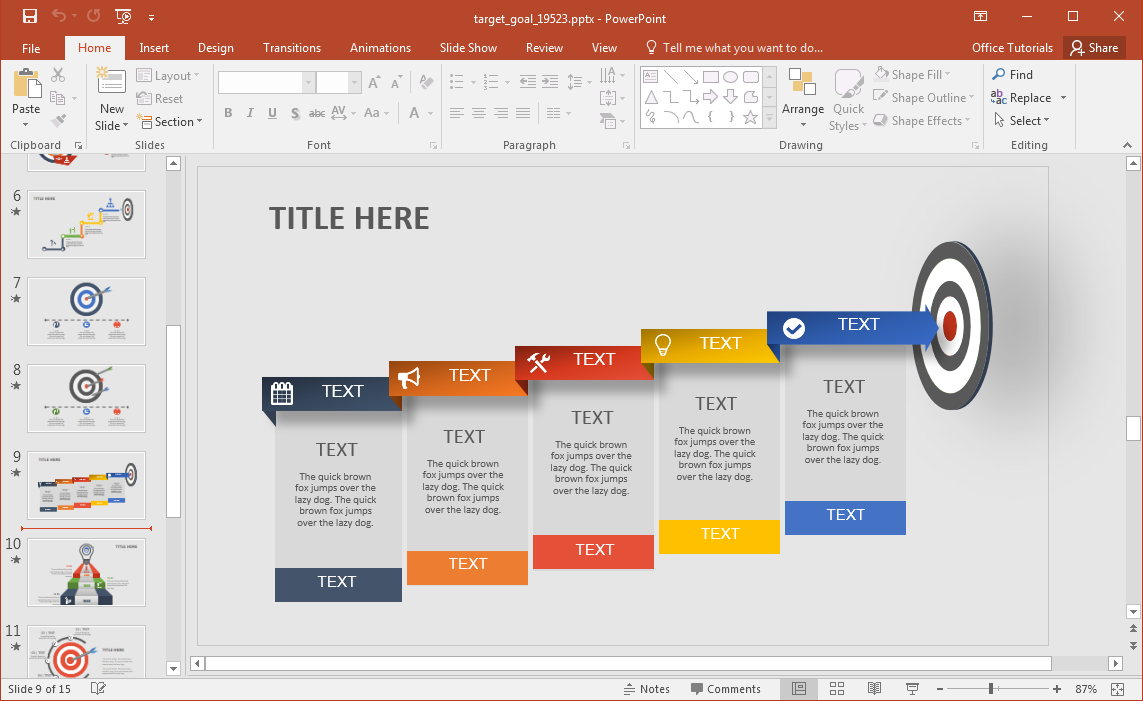Animated Target Goal Powerpoint Template