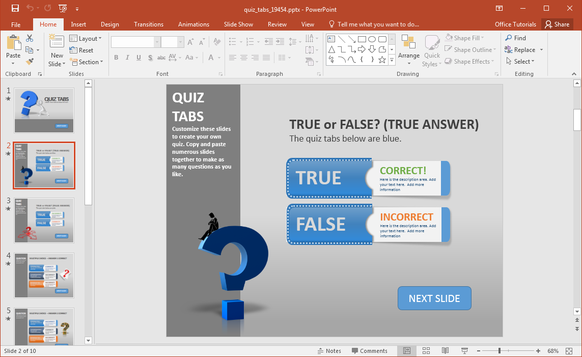 Create a Quiz in PowerPoint With Quiz Tabs PowerPoint Template Within Quiz Show Template Powerpoint
