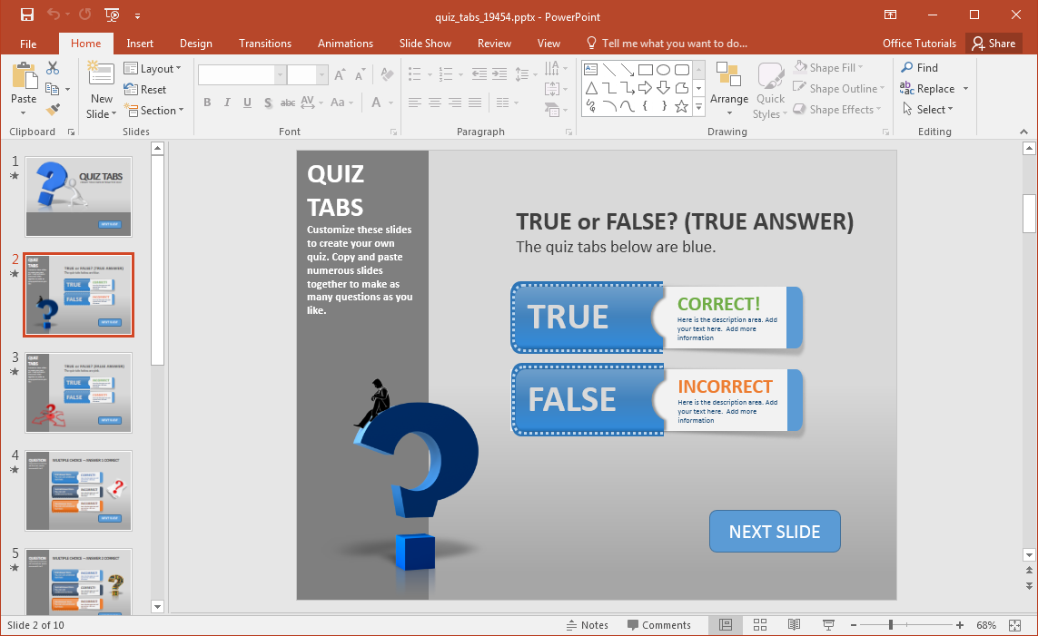 true or false quiz template