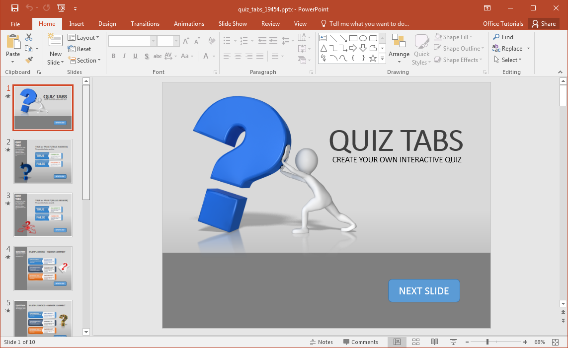 Create a Quiz in PowerPoint With Quiz Tabs PowerPoint Template With Regard To Quiz Show Template Powerpoint