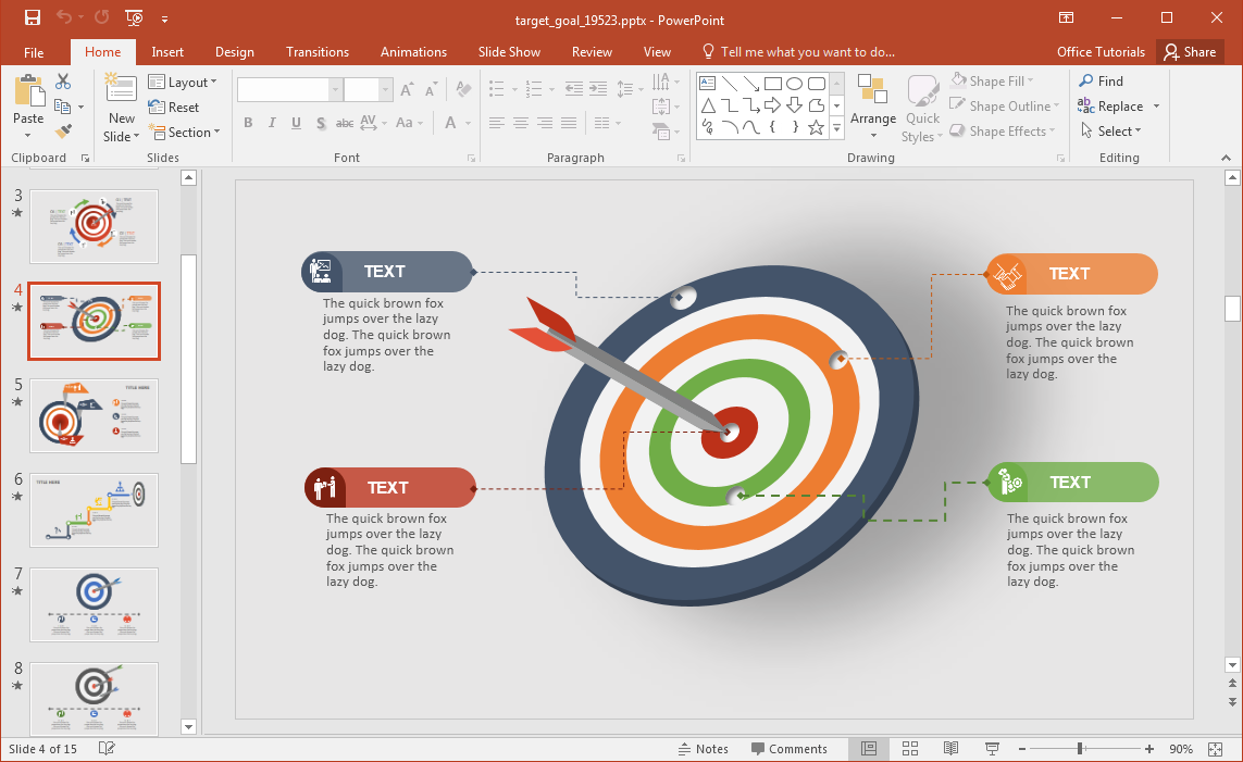 Animated Target Goal Powerpoint Template And Ppt Slides