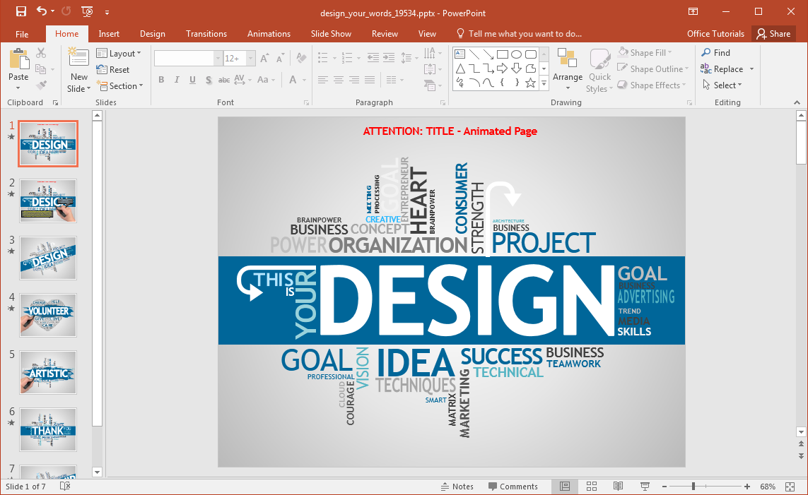 Animated Design Your Words Powerpoint Template