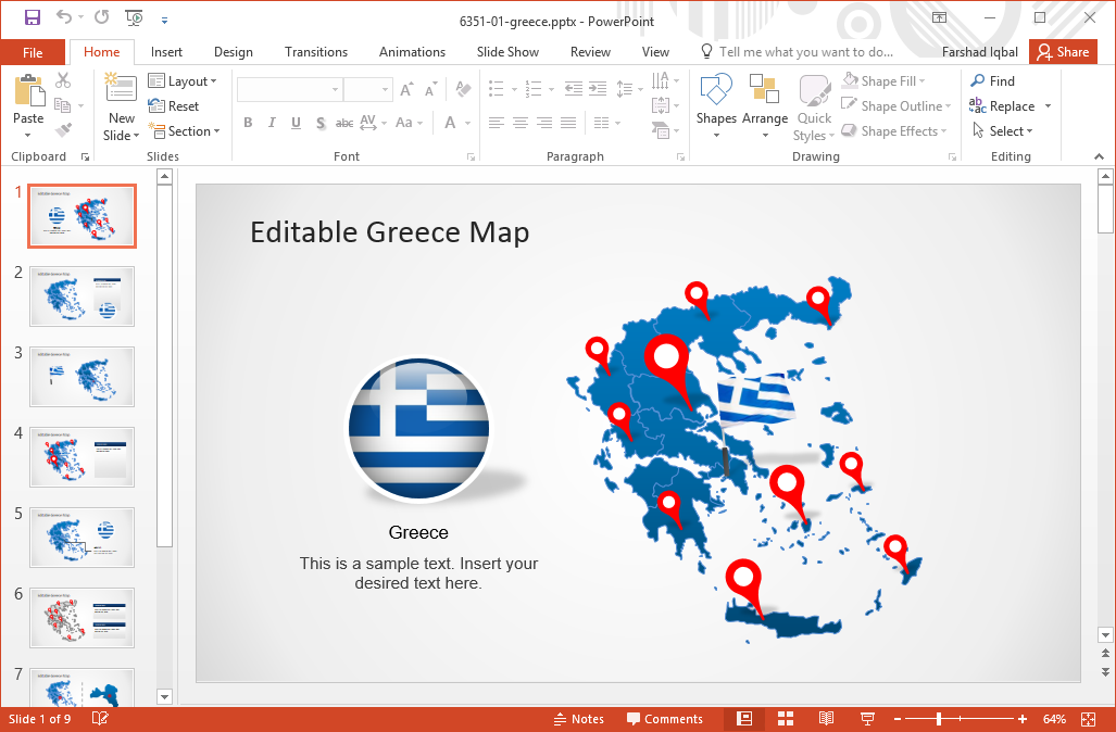 editable-greece-map-for-powerpoint
