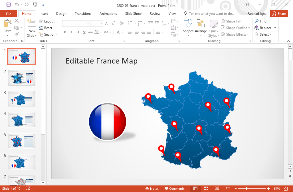 editable-map-of-france-for-powerpoint