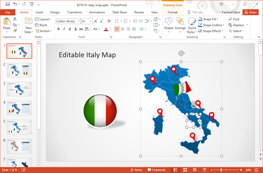 editable-map-of-italy-for-powerpoint