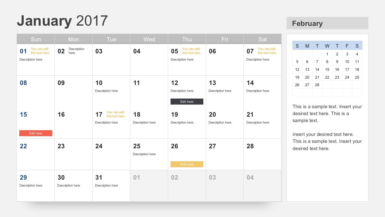 Calendar Template For Powerpoint 2017