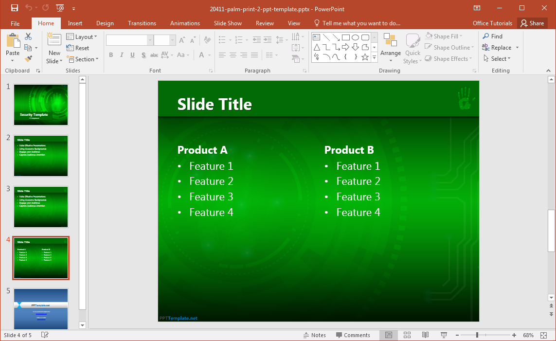 Palm Print Slide design for PowerPoint