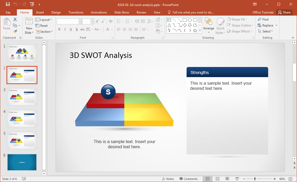 3D SWOT Analysis slide template for PowerPoint & Google Slides