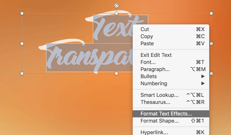 PowerPoint Text Transparency - Use Format Text Effects to control the transparency level of text in a PowerPoint slide