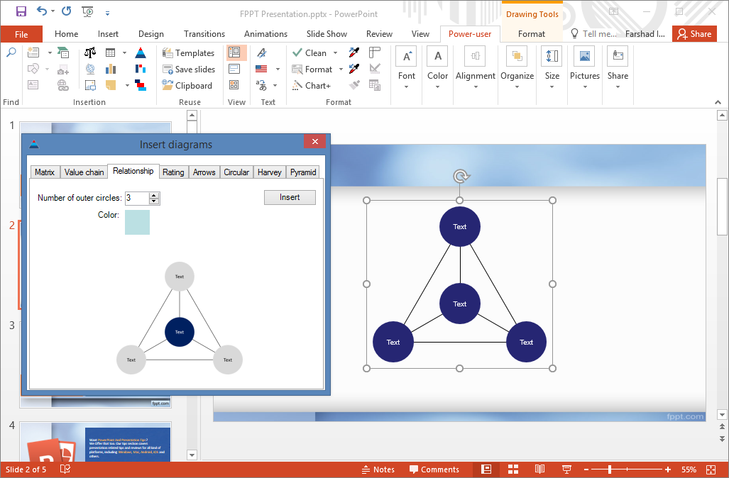 Add Diagrams in PowerPoint with Power User