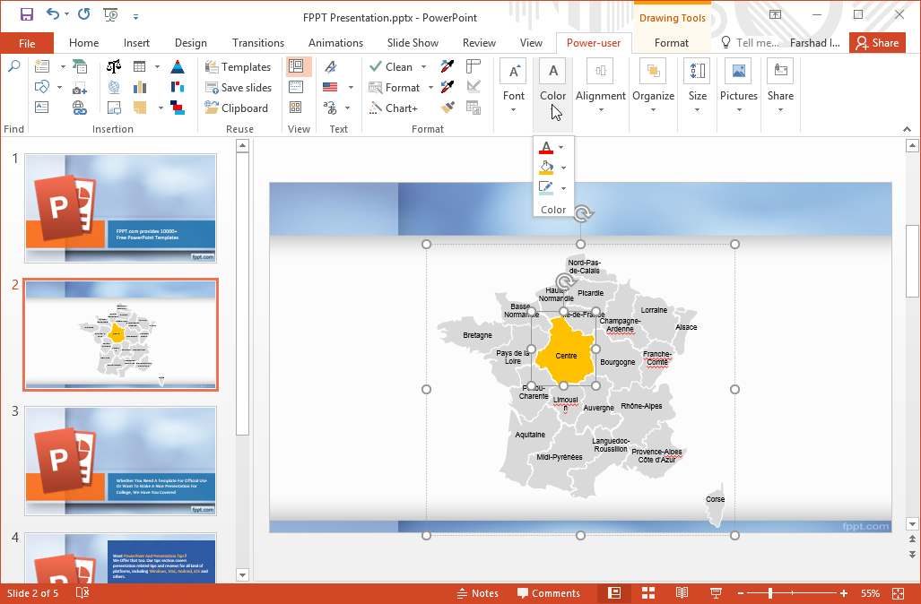 Add maps to PowerPoint with Power User