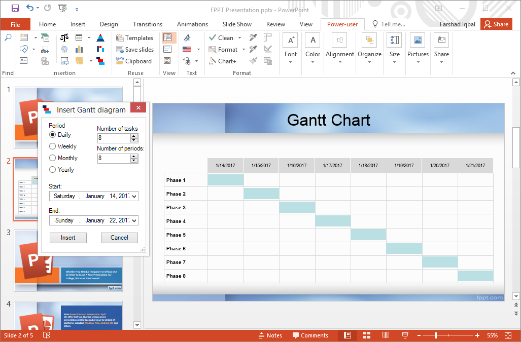 Insert Gantt Charts and other graphics in PowerPoint